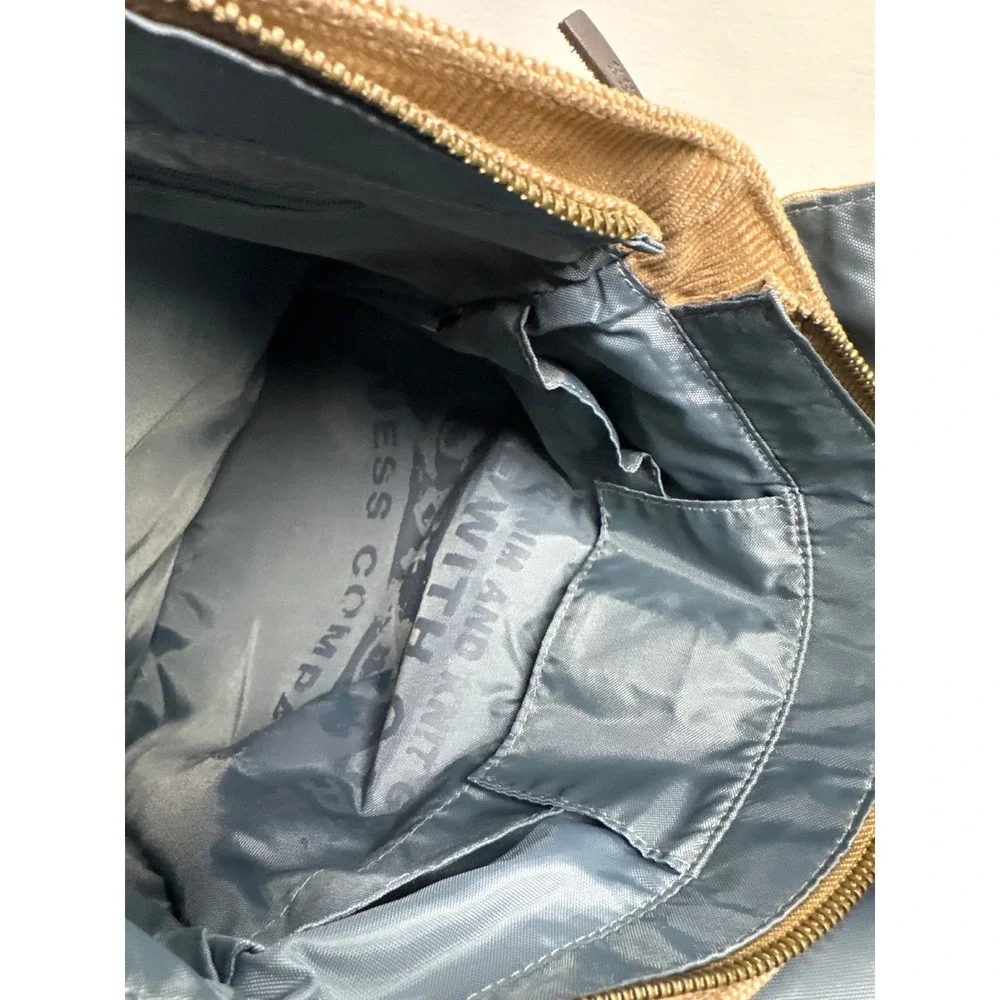 Guess Messenger Bag Tan Corduroy Blue Stripe Y2K Crossbody Adjustable Strap